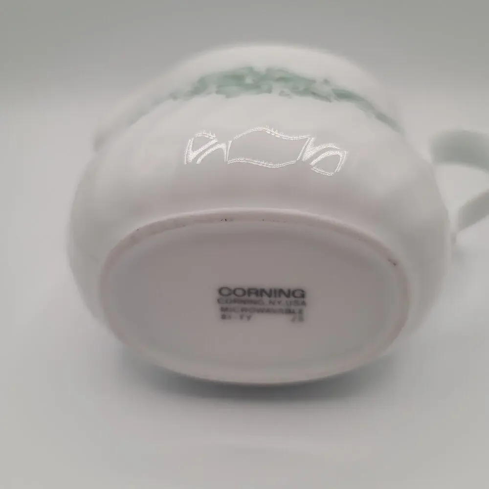 Vintage Corning Callaway Green Ivy Gravy Boat - Microwavable Made In USA